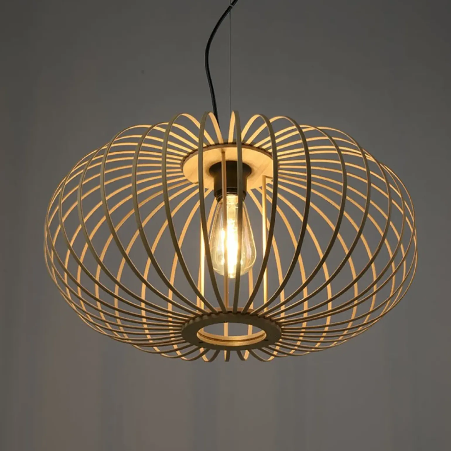 Best Sale Lampa wisząca z drewnianych pasków 11409-79 z serii RACOON | Kaja Żyrandole Nowoczesne