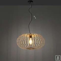 Best Sale Lampa wisząca z drewnianych pasków 11409-79 z serii RACOON | Kaja Żyrandole Nowoczesne