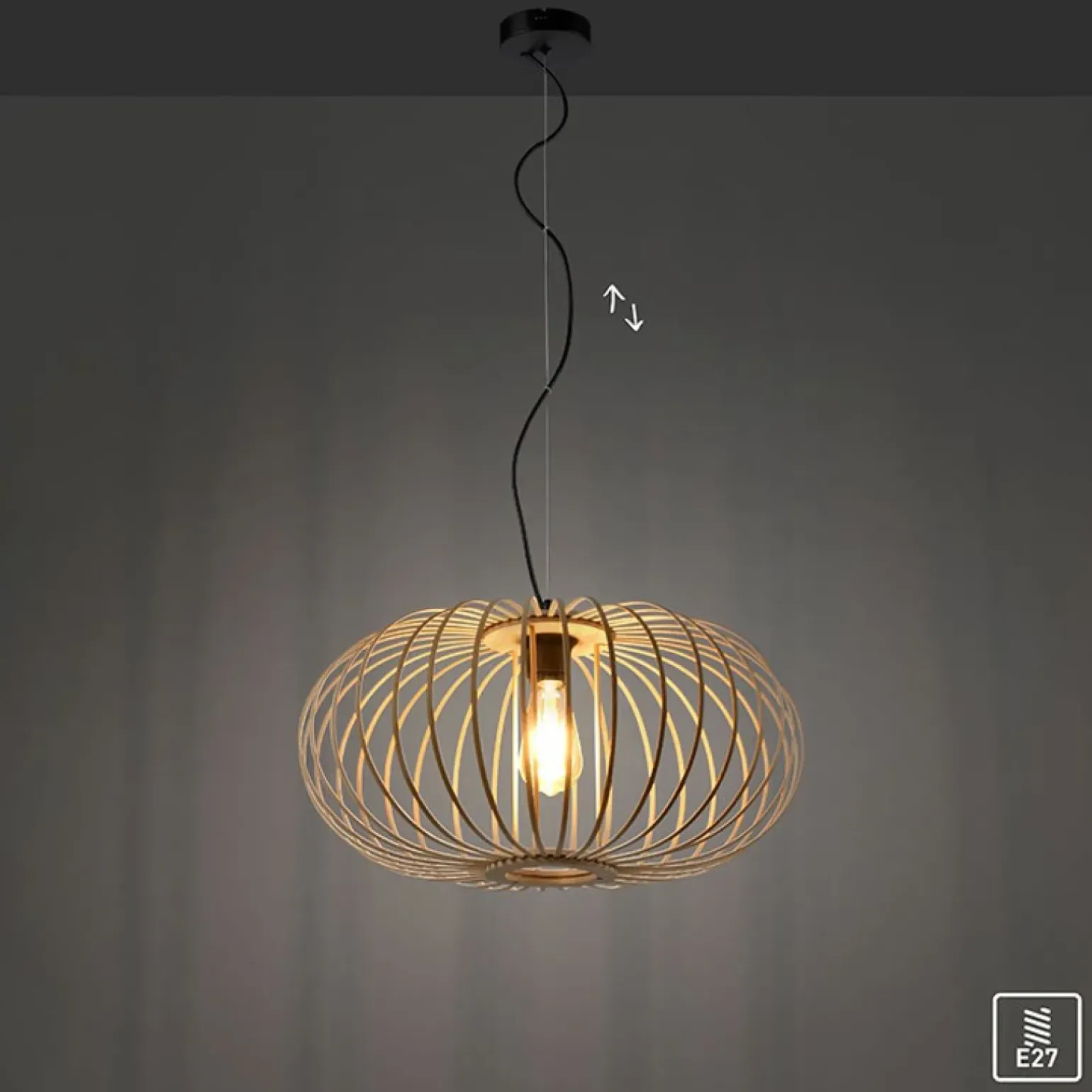 Best Sale Lampa wisząca z drewnianych pasków 11409-79 z serii RACOON | Kaja Żyrandole Nowoczesne