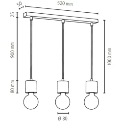 Sale Lampa wisząca z drewnianymi oprawkami E27 71689304 PINO | Kaja Żyrandole Nowoczesne