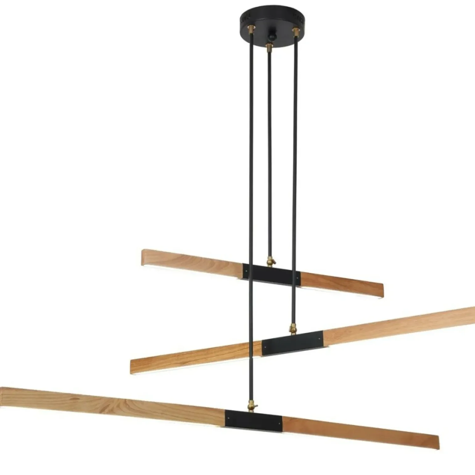 Flash Sale Lampa wisząca z drewnianymi listwami LP-2828/3P LUGANO | Kaja Żyrandole Nowoczesne