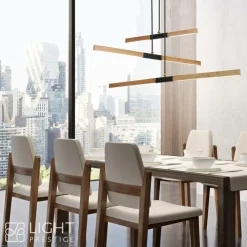 Flash Sale Lampa wisząca z drewnianymi listwami LP-2828/3P LUGANO | Kaja Żyrandole Nowoczesne