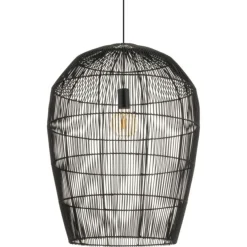 Store Lampa wisząca z dużym, plecionym abażurem 11168 HAITI | Kaja Żyrandole Nowoczesne