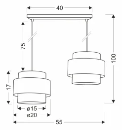 Sklep Kaja Lampa wisząca z dwoma dekoracyjnymi abażurami 32-18434 z serii HARE | Kaja Oświe