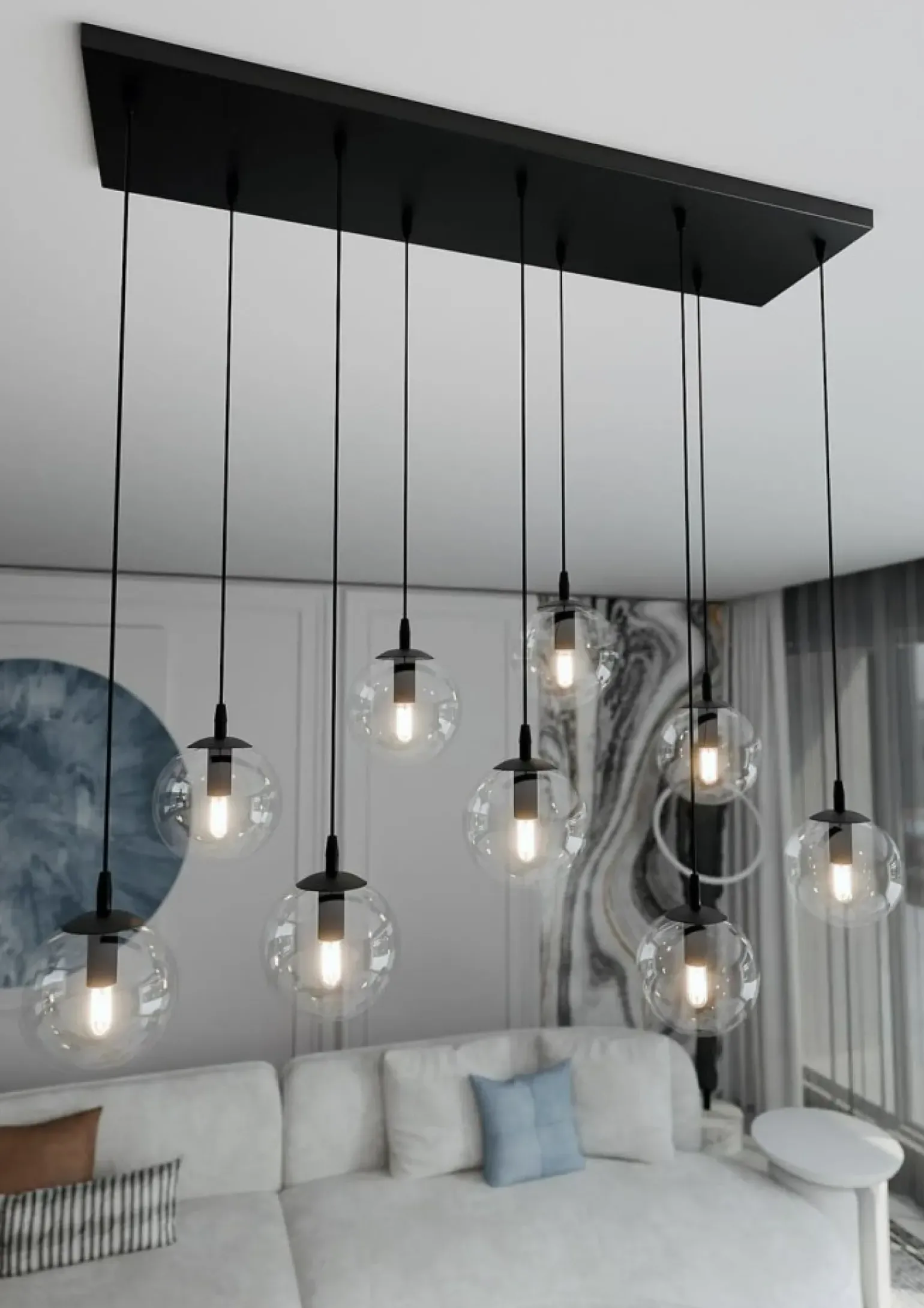Hot Lampa wisząca z dziewięcioma kulistymi kloszami 711/9 | Kaja Żyrandole Nowoczesne