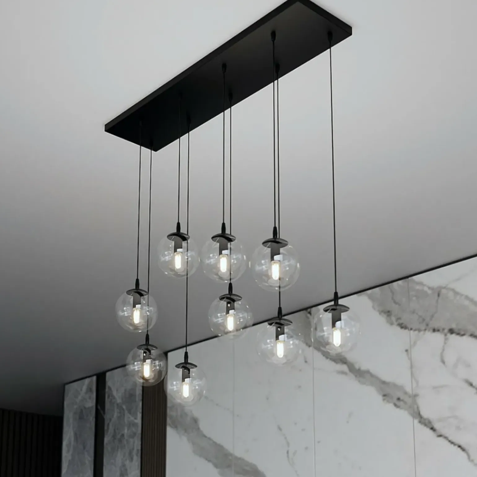 Hot Lampa wisząca z dziewięcioma kulistymi kloszami 711/9 | Kaja Żyrandole Nowoczesne