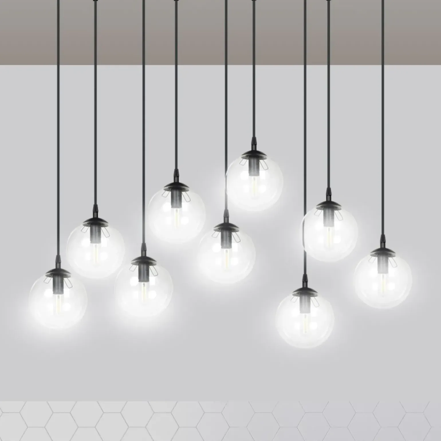 Hot Lampa wisząca z dziewięcioma kulistymi kloszami 711/9 | Kaja Żyrandole Nowoczesne