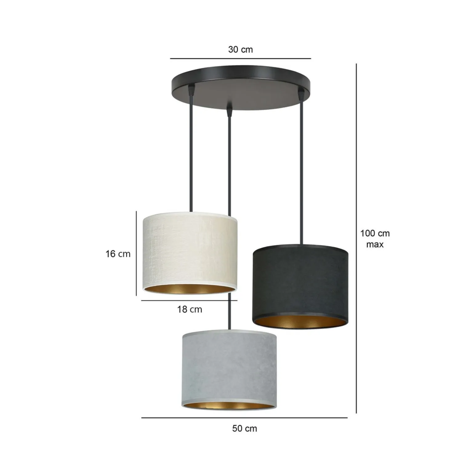 Sklep Kaja Lampa wisząca z kaskadą abażurów 1055/3PREM HILDE PREMIUM | Kaja