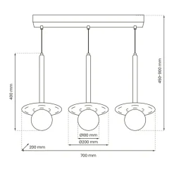 Best Lampa wisząca z kloszami i czarnymi przysłonami MLP8914 z serii FUTURA | Kaja Oś Żyrandole Nowoczesne