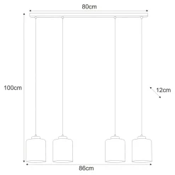 Outlet Lampa wisząca z kloszami, na podłużnej listwie K-5576 z serii MI Żyrandole Nowoczesne