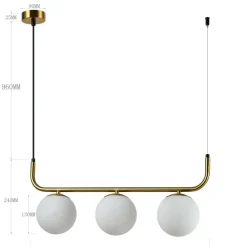 Store Lampa wisząca z kloszami, nad wyspę LP-005/3L GD ALISA | Kaja Żyrandole Nowoczesne