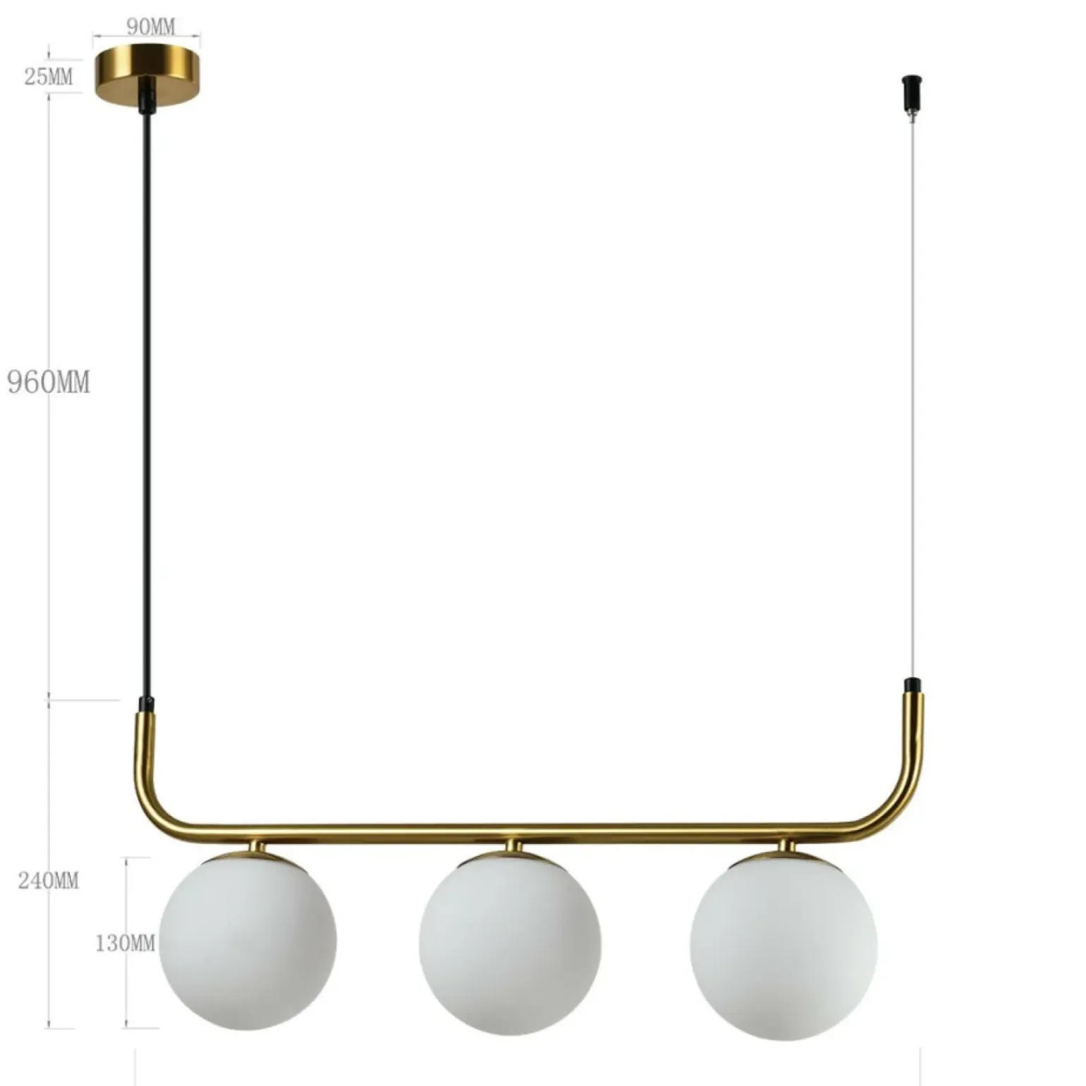 Store Lampa wisząca z kloszami, nad wyspę LP-005/3L GD ALISA | Kaja Żyrandole Nowoczesne