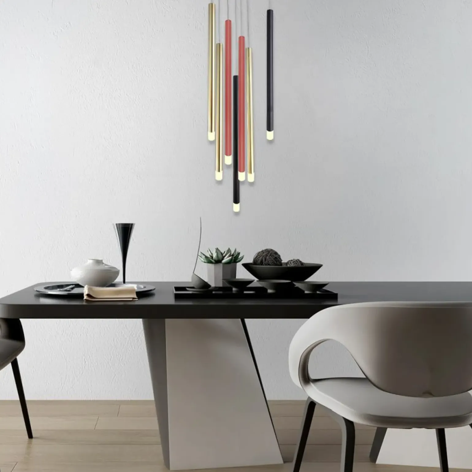 Discount Lampa wisząca z kolorowymi tubami LP-894/7P MIXED LUNGO | Kaja Żyrandole Nowoczesne