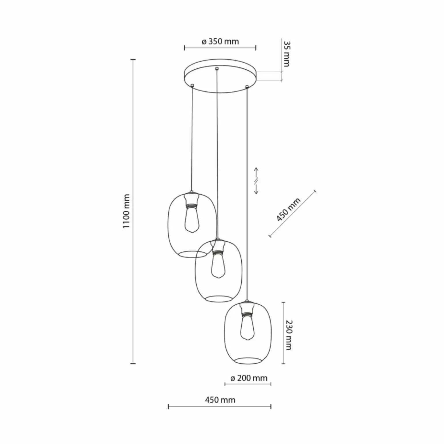 Best Lampa wisząca z kolorowymi kloszami TK 5973 ELIO | Kaja Oświetlenie Żyrandole Nowoczesne