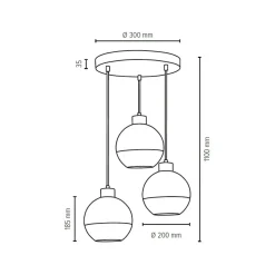 Hot Lampa wisząca z kulistymi, ozdobnymi kloszami 1860374R LINEA | Kaja Żyrandole Nowoczesne