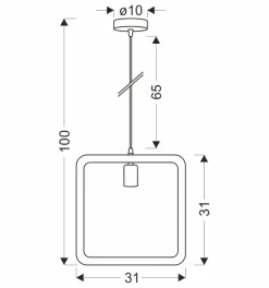 Best Lampa wisząca z kwadratową obręczą, styl boho 31-28723 z serii QUADRO | Kaja Ośw Żyrandole Nowoczesne