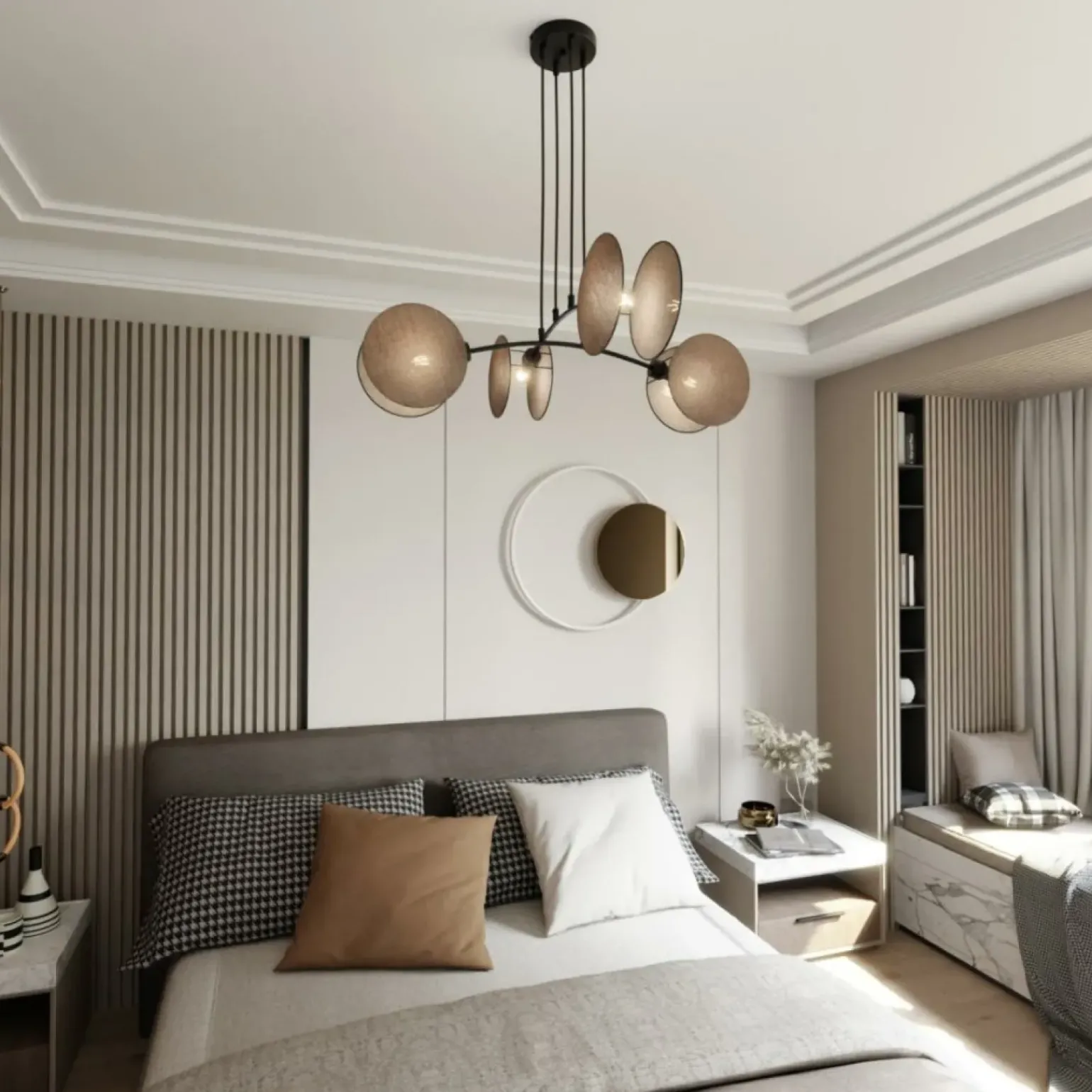 Cheap Lampa wisząca z naturalnymi abażurami 1328/4 MOTIF | Kaja Oświetlenie Żyrandole Nowoczesne