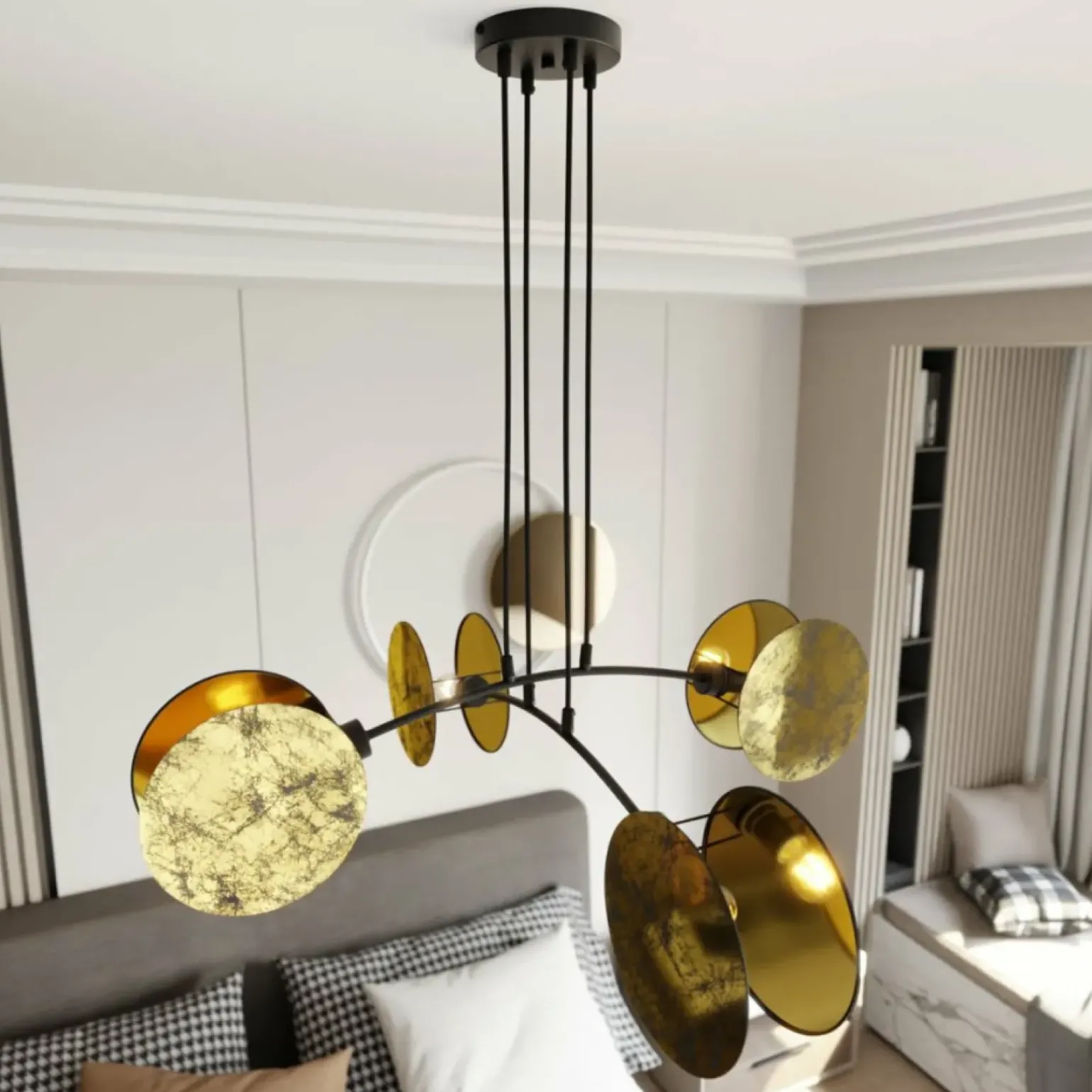 Store Lampa wisząca z nietypowymi abażurami 1326/4 MOTIF | Kaja Oświetlenie Żyrandole Nowoczesne