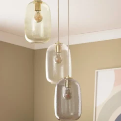 Best Lampa wisząca z obłymi, szklanymi kloszami ABR-3SKCLA CLARO | Kaja Żyrandole Nowoczesne