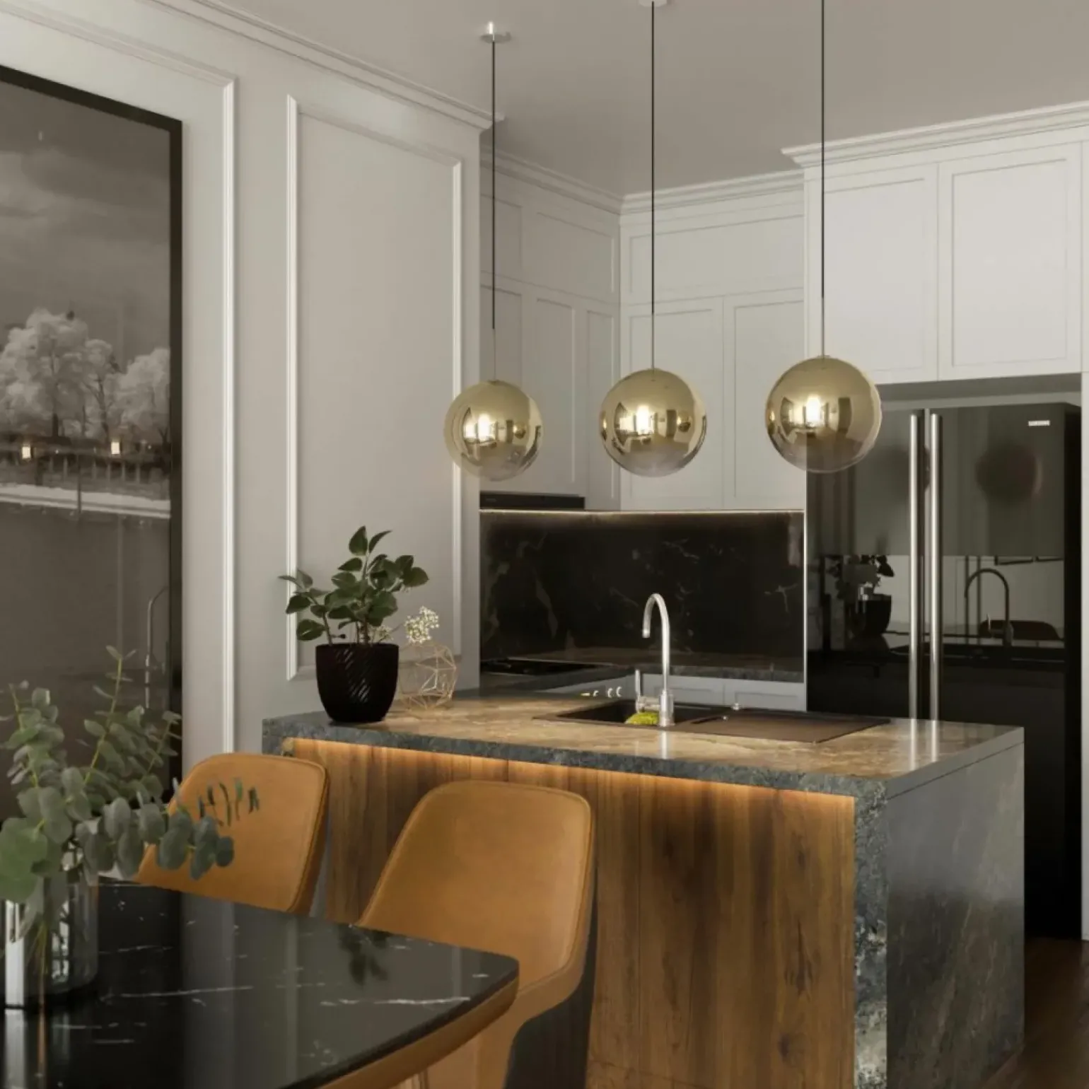 Store Lampa wisząca z okrągłym, złotym kloszem LP-2844/1P S GD z serii PALLA Żyrandole Nowoczesne