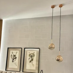 Store Lampa wisząca z okrągłym, złotym kloszem LP-2844/1P S GD z serii PALLA Żyrandole Nowoczesne