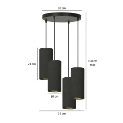 Best Lampa wisząca z pięcioma abażurami 1067/4PREM BENTE PREMIUM | Kaja Żyrandole Nowoczesne