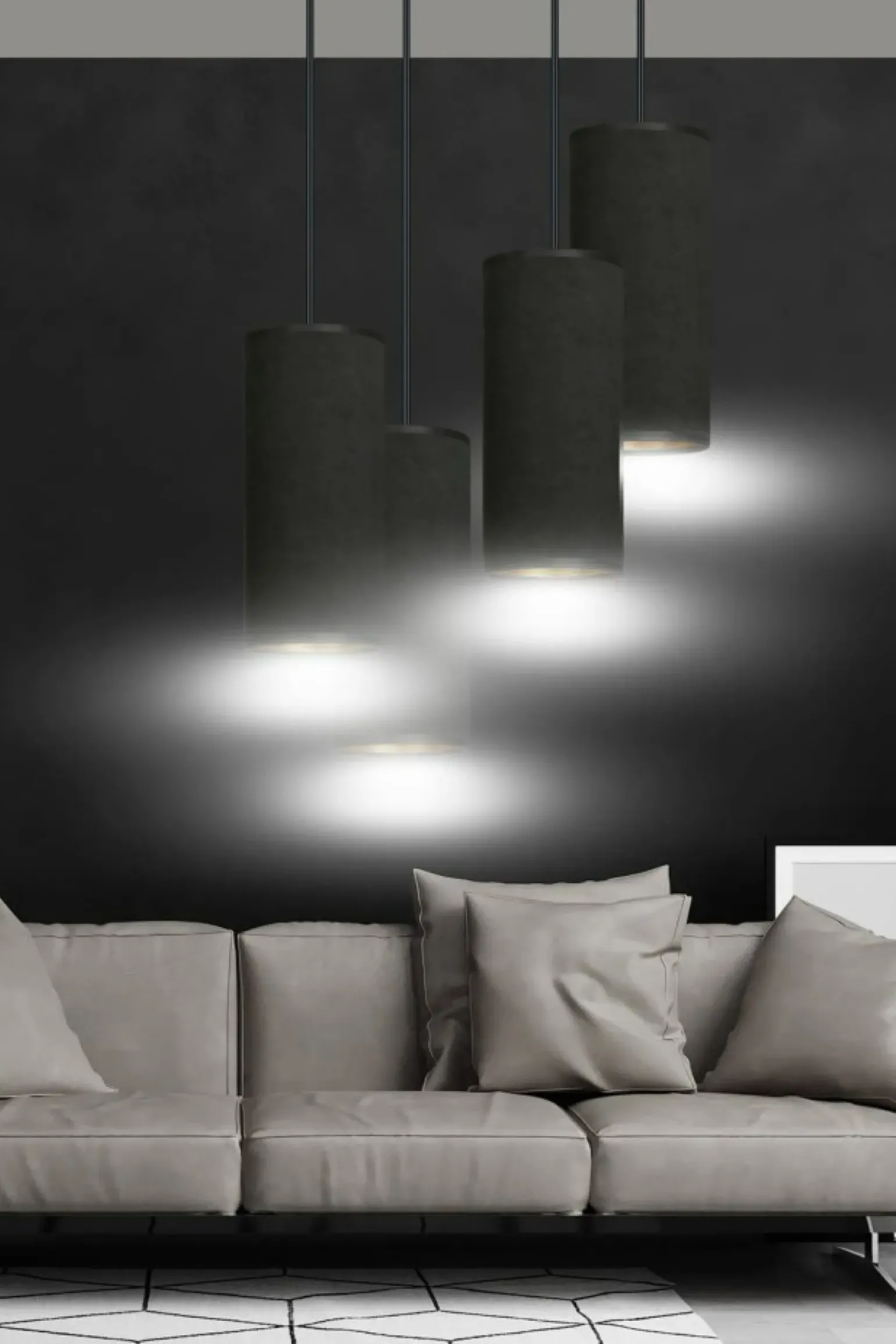 Best Lampa wisząca z pięcioma abażurami 1067/4PREM BENTE PREMIUM | Kaja Żyrandole Nowoczesne