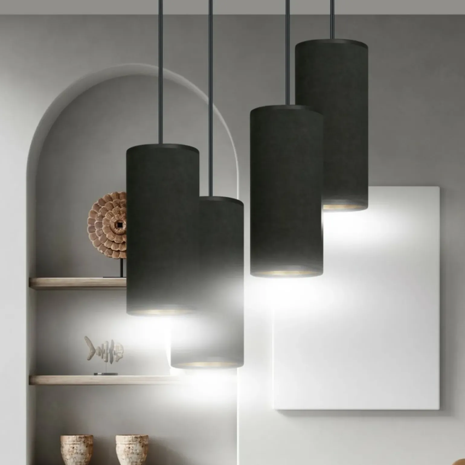 Best Lampa wisząca z pięcioma abażurami 1067/4PREM BENTE PREMIUM | Kaja Żyrandole Nowoczesne