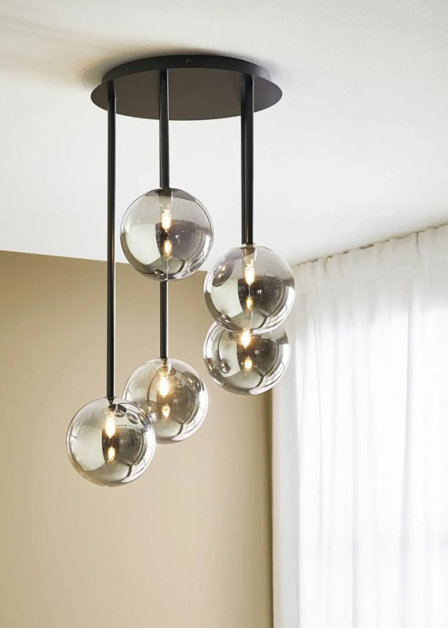 Best Lampa wisząca z pięcioma kulistymi kloszami 108111 | Kaja Oświetlenie Żyrandole Nowoczesne