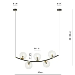 Online Lampa wisząca z pięcioma przezroczystymi kloszami 1296/5 z serii RITZ Żyrandole Nowoczesne