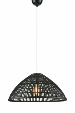 Best Lampa wisząca z plecionym, czarnym abażurem 108674 CAPELLO | Kaja Żyrandole Nowoczesne