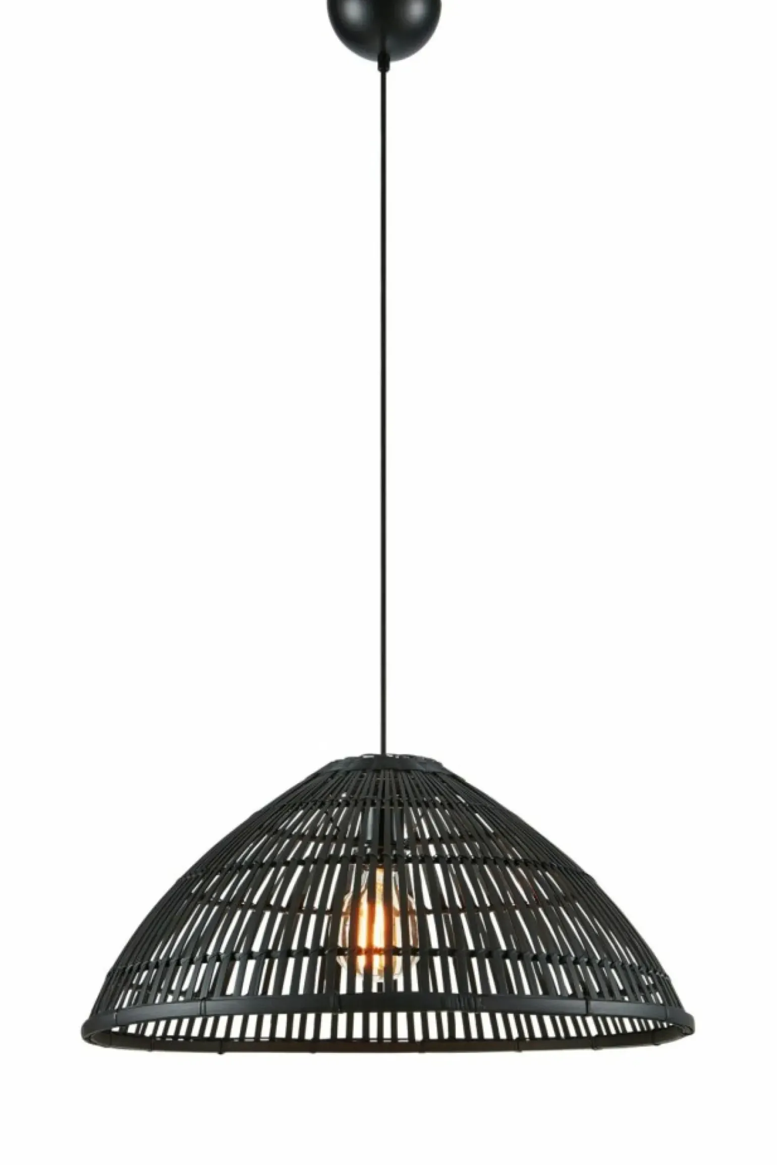 Best Lampa wisząca z plecionym, czarnym abażurem 108674 CAPELLO | Kaja Żyrandole Nowoczesne