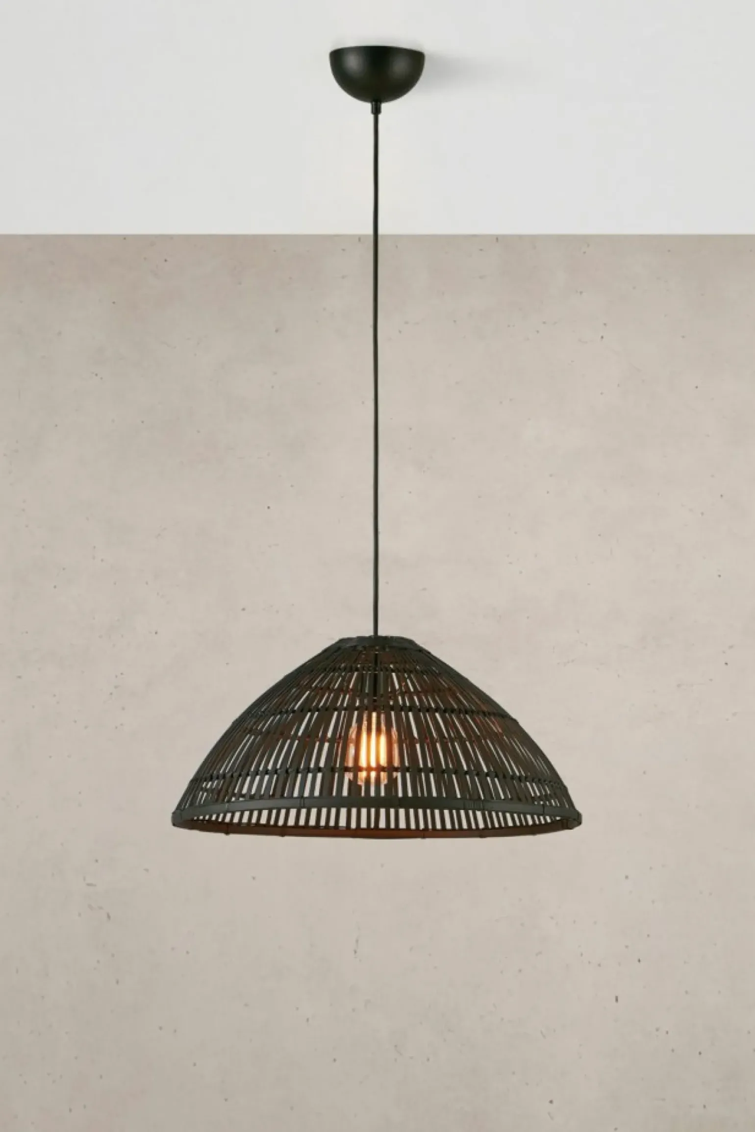 Best Lampa wisząca z plecionym, czarnym abażurem 108674 CAPELLO | Kaja Żyrandole Nowoczesne