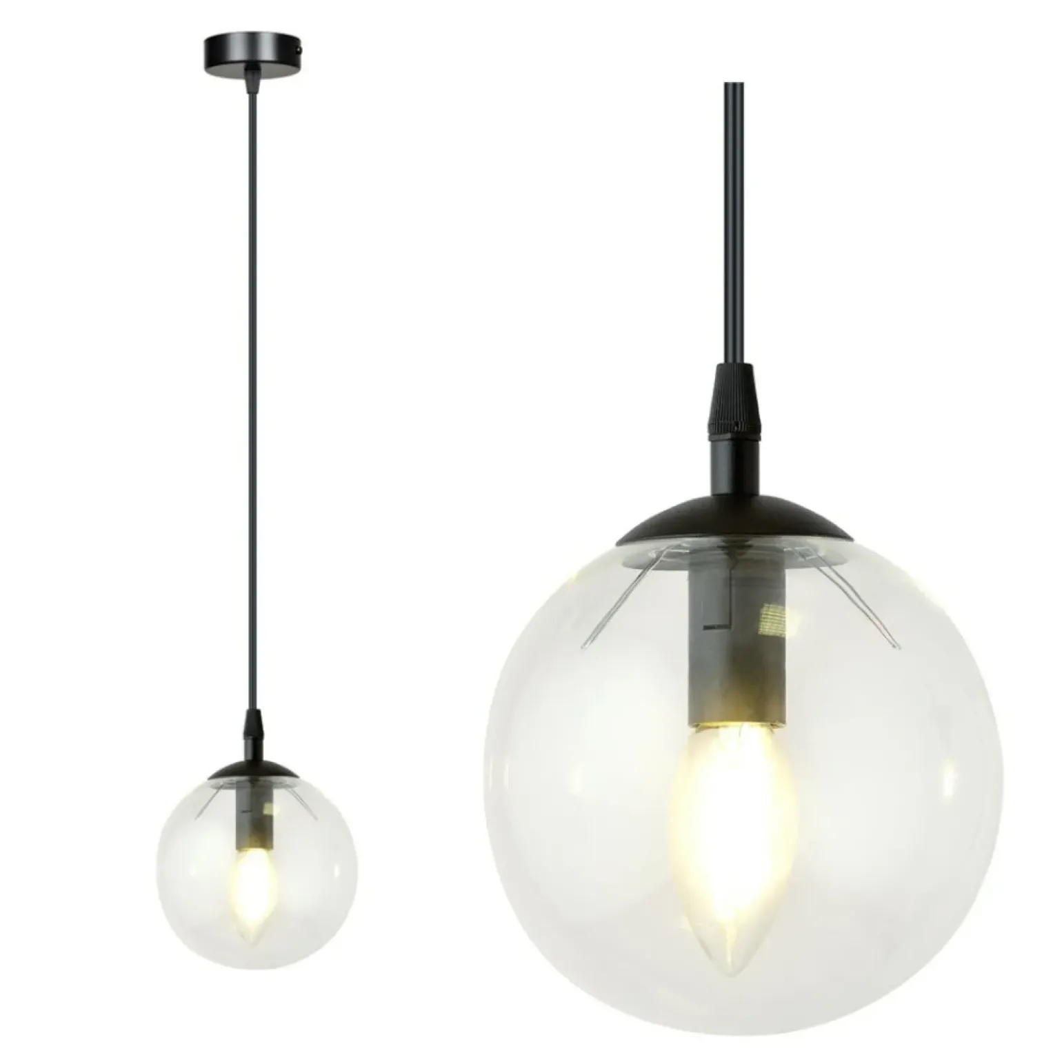 Hot Lampa wisząca z przezroczystym kulistym kloszem 711/1 | Kaja Żyrandole Nowoczesne