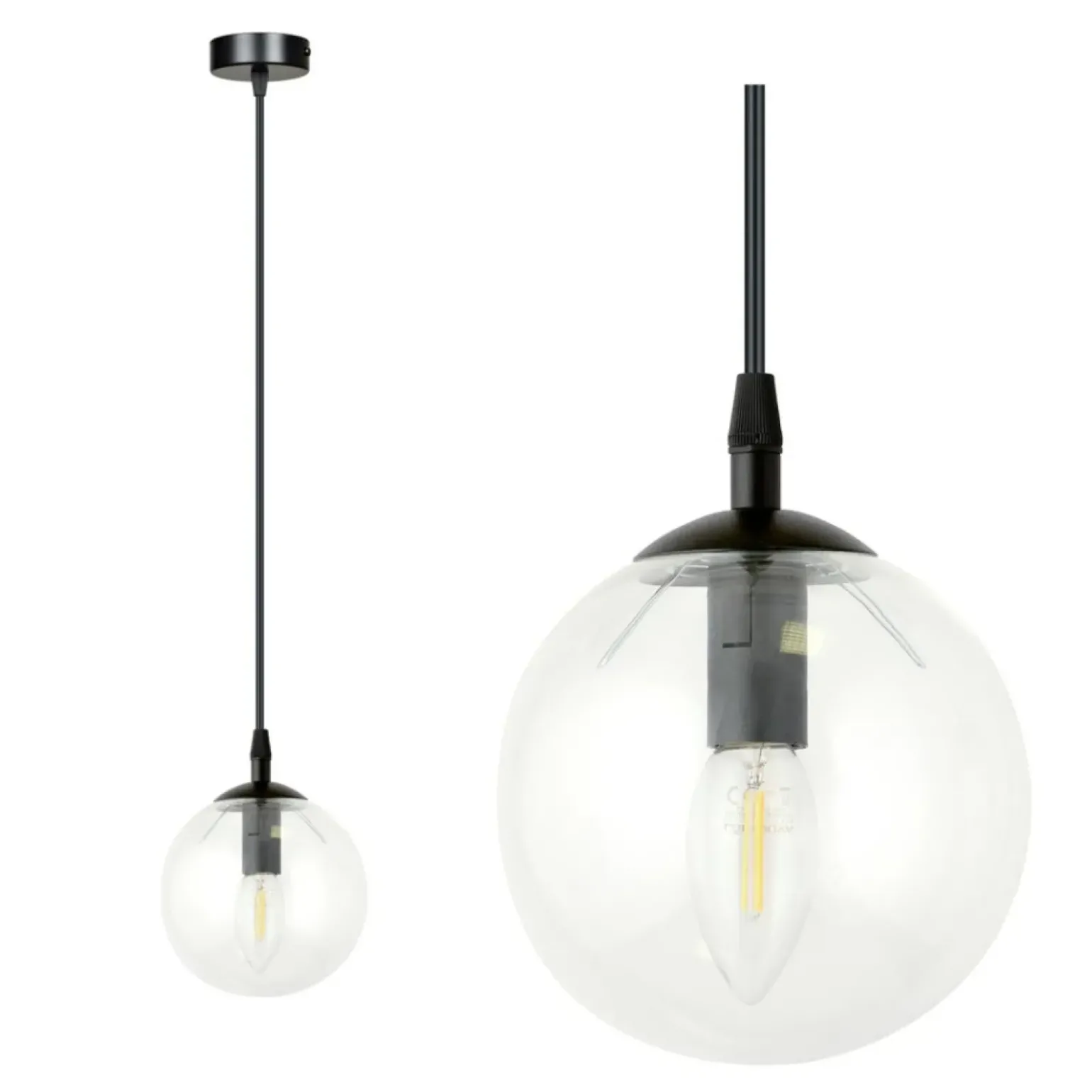 Hot Lampa wisząca z przezroczystym kulistym kloszem 711/1 | Kaja Żyrandole Nowoczesne