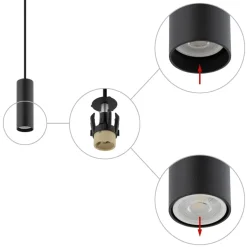 Best Lampa wisząca z punktowym zwisem, tuba 12,5cm 10765 FOURTY | Kaja Żyrandole Nowoczesne