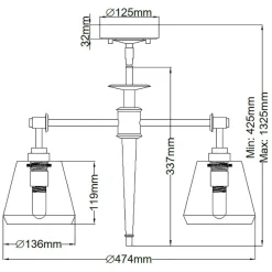 Best Lampa wisząca z regulacją wysokości BATH-AGATHA3P-PC z serii AGATHA Żyrandole Nowoczesne