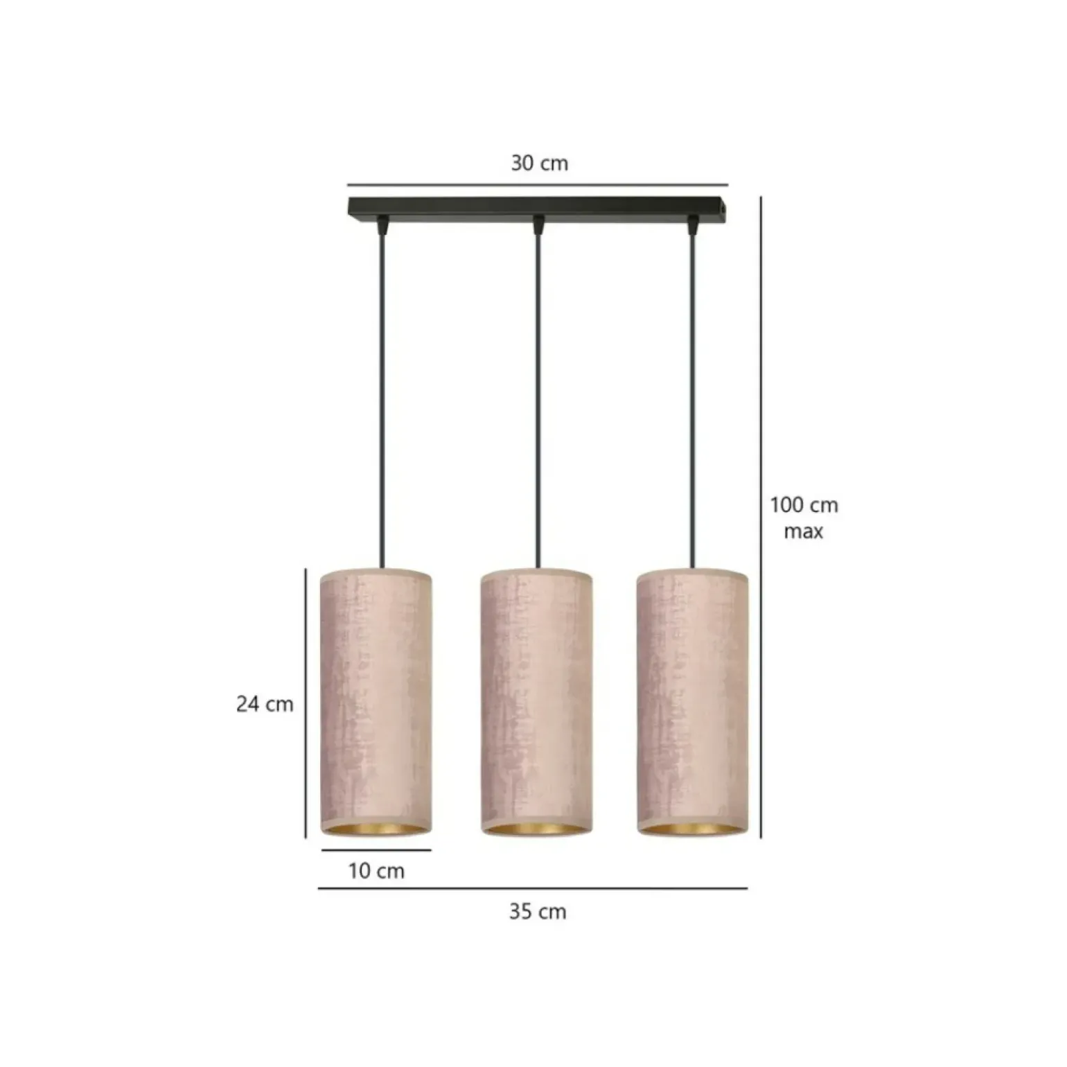 Best Sale Lampa wisząca z różowymi abażurami 1061/3 BENTE | Kaja Oświetlenie Żyrandole Nowoczesne