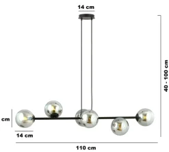 Outlet Lampa wisząca z sześcioma grafitowymi kloszami 875/6 | Kaja Żyrandole Nowoczesne