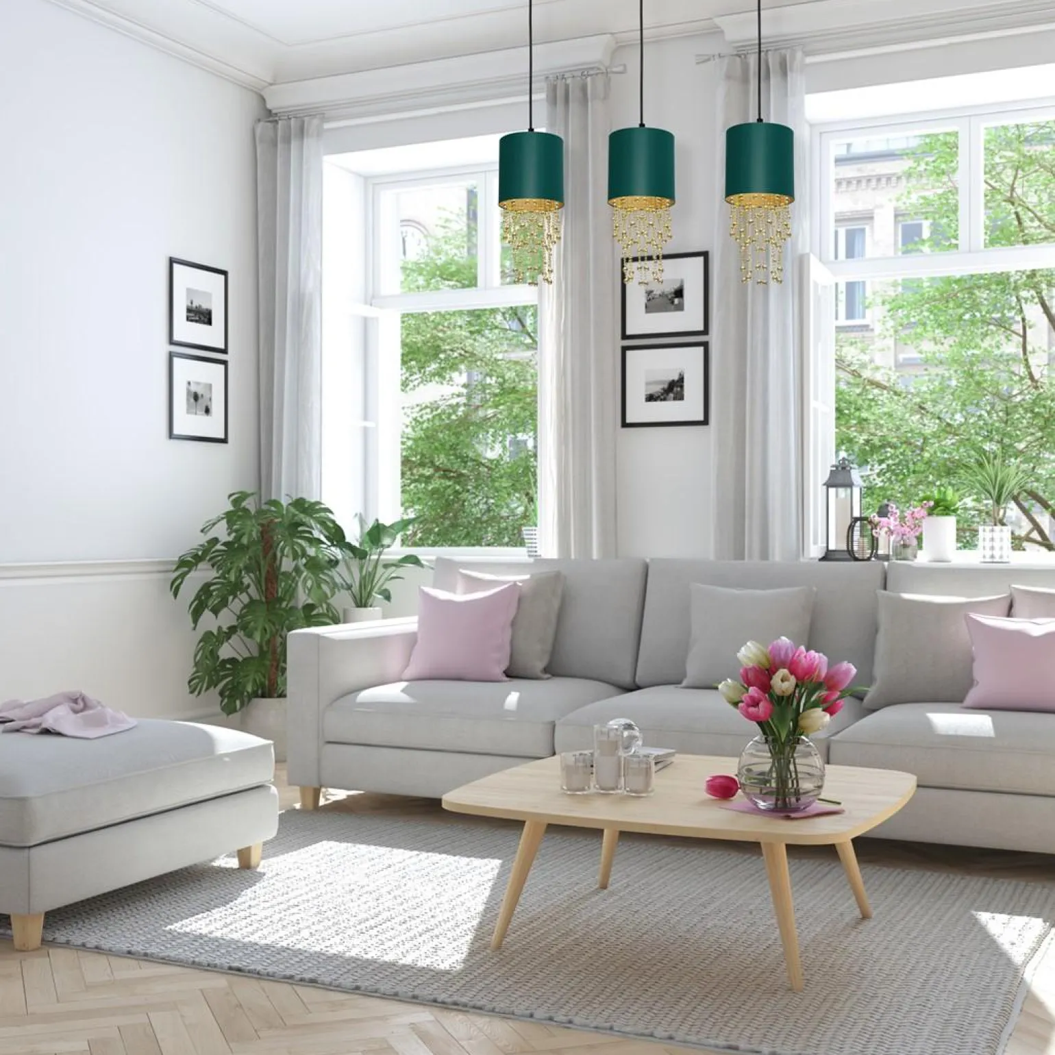 Sklep Kaja Lampa wisząca z trzema abażurami, kryształowa MLP64500 z serii ALMERIA | Kaja Oś