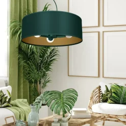 Best Sale Lampa wisząca, zielono-złota, na trzy żarówki MLP7879 z serii VERDE | Kaja Oświe Żyrandole Nowoczesne