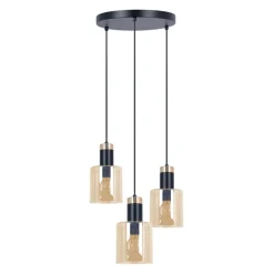 Outlet Lampa wisząca, złota dekoracja i miodowy klosz K-5257 z serii ALTO Żyrandole Nowoczesne