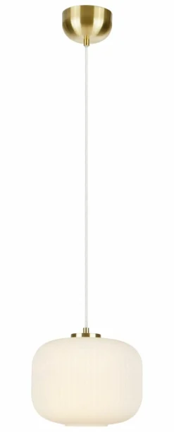 Store Lampa wisząca złota podsufitka i biały klosz 107918 | Kaja Oświetlenie Żyrandole Nowoczesne