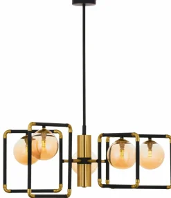 Best Lampa z bursztynowymi kloszami JUP 1984 IR5 CZ/MS BU IBRA | Kaja Żyrandole Nowoczesne