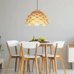 Discount Lampa z drewnianym abażurem ⌀35cm LP-101335/1P S BURGO | Kaja Żyrandole Nowoczesne