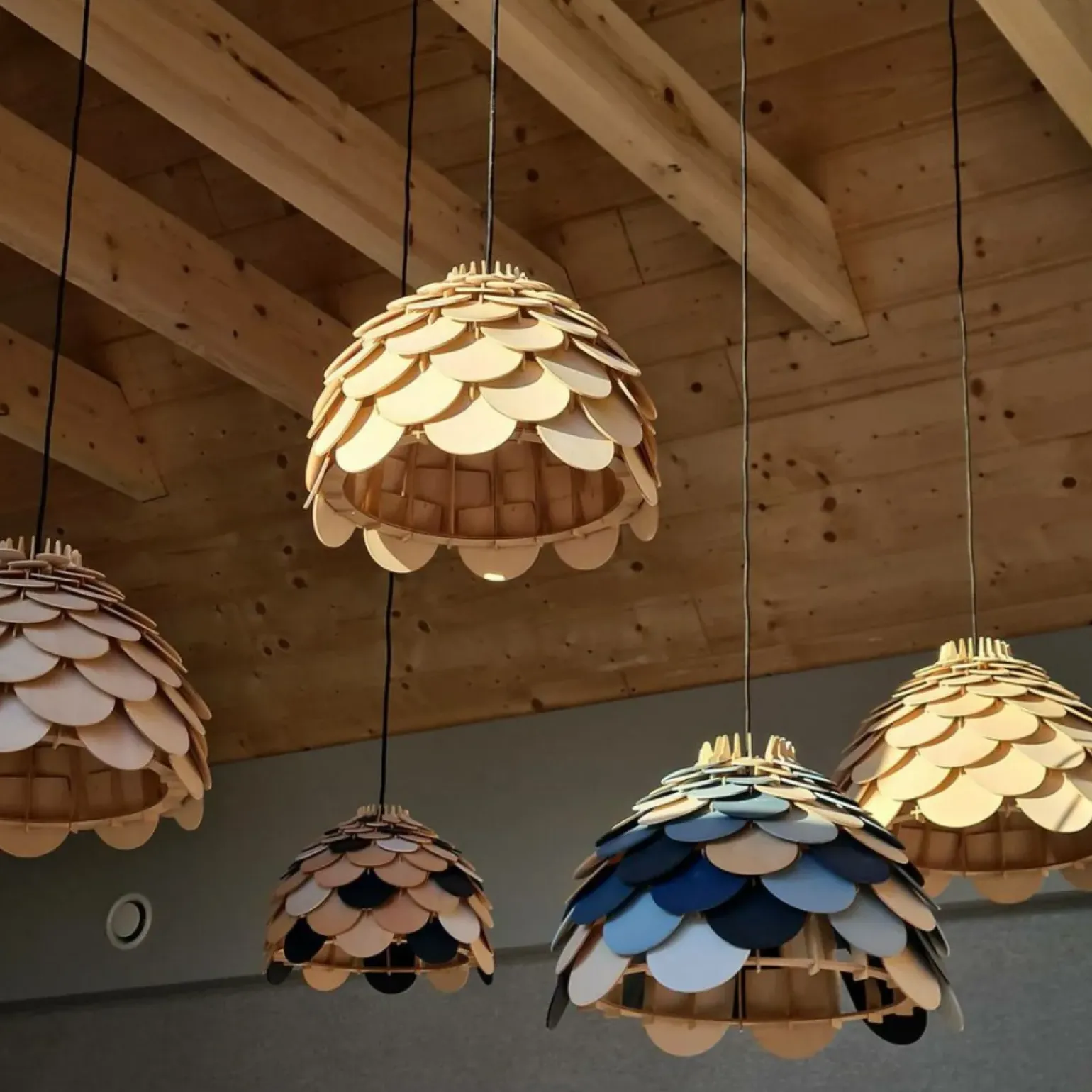 Discount Lampa z drewnianym abażurem ⌀35cm LP-101335/1P S BURGO | Kaja Żyrandole Nowoczesne