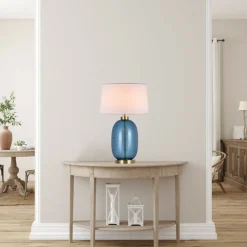 Sklep Kaja Lampka nocna z niebieską, szklaną podstawą LP-919/1T BLUE AMUR | Kaja