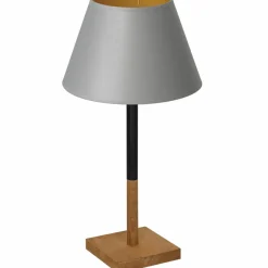 Sklep Kaja Lampka stołowa, drewniana, szary abażur LX 3751 z serii TABLE LAMPS