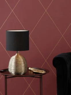 Sklep Kaja Lampka stołowa z abażurem i złotą podstawką 107068 | Kaja Oświetlenie