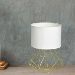 Sklep Kaja Lampka stołowa z białym abażurem, złota podstawa MLP6268 z serii LUPO | Kaja Ośw